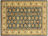 handmade Transitional Design Teal Ivory Hand Knotted RECTANGLE 100% WOOL area rug 4x6